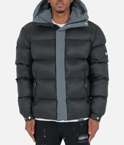 Nvlty Center Tone Puffer Jacket Black Charcoal Grey (1)